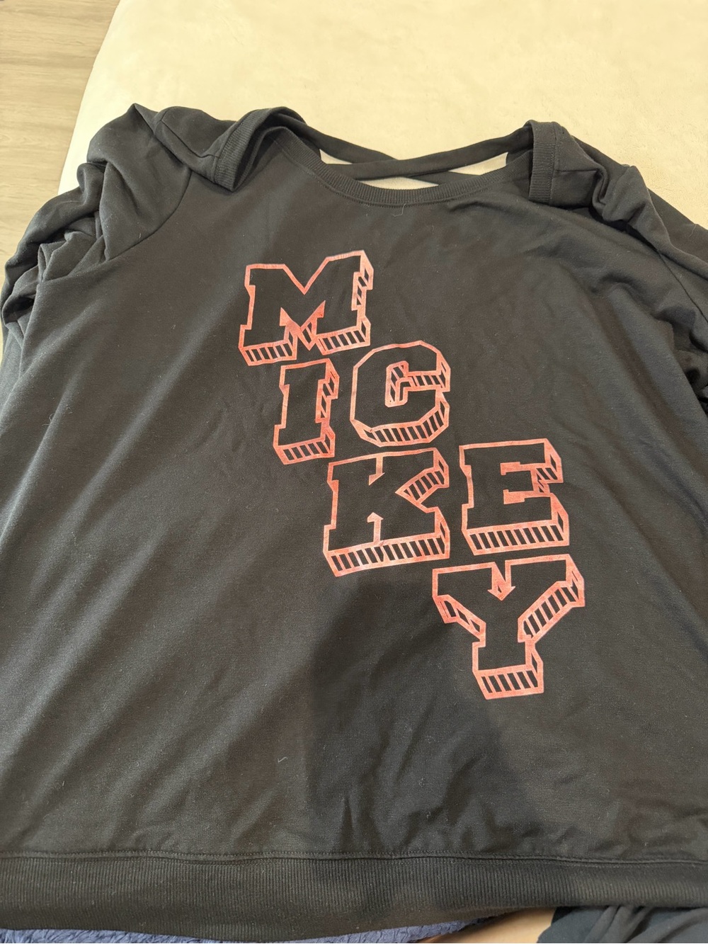 Disney Black Long Sleeve Top with Pink Mickey Graphic